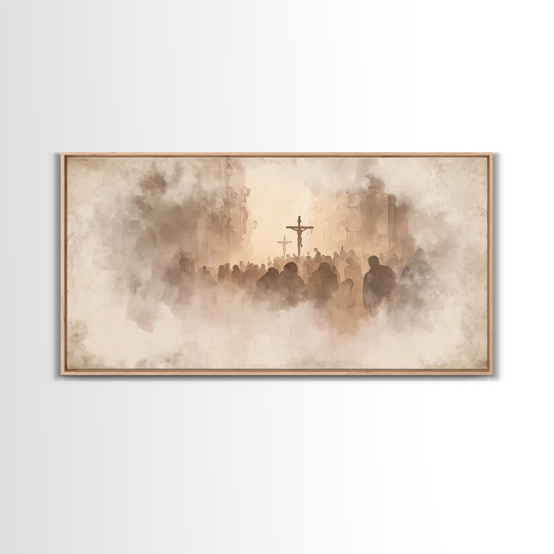 Silent Reverence, Framed Canvas Print, Christian Wall Art, Christian Art Canvas, Christian Christmas Art, Subtle Christian Art, Vintage Chr