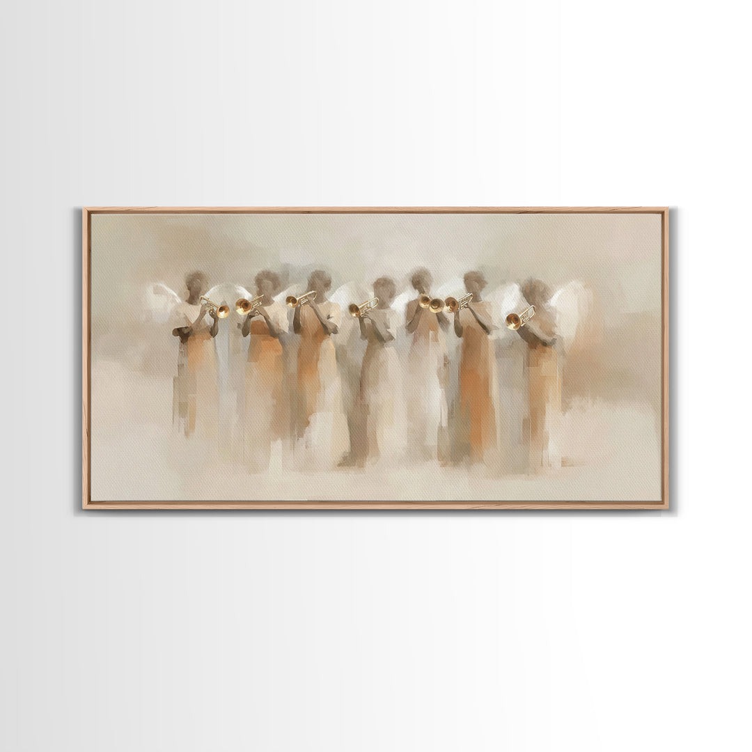 Angelic Ensemble | Framed Canvas Print | Christian Art Canvas | Modern Christian Art | Christian Painting | Christmas Art Work | Christian