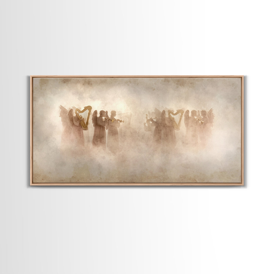 Celestial Harmony, Framed Canvas Print, Christian Art Canvas, Christian Wall Art, Moody Christian Art, Christmas Canvas Wall Art, Christian