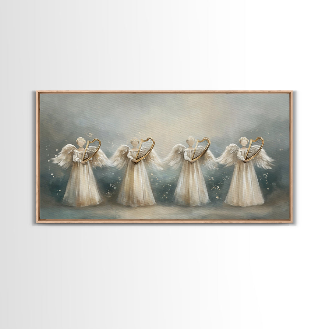 Harp Of Grace | Framed Canvas Print | Christian Art | Christian Art Canvas | Vintage Christian Art | Christmas Wall Art | Christian Christm