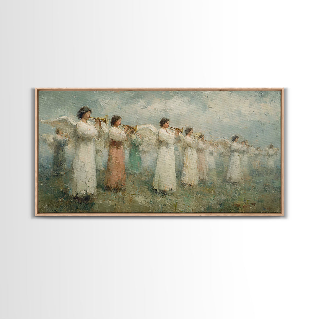 Trumpets Of Light – Framed Canvas Print – Christian Wall Art – Christian Art Prints – Christian Painting – Christmas Art Work – Christian C