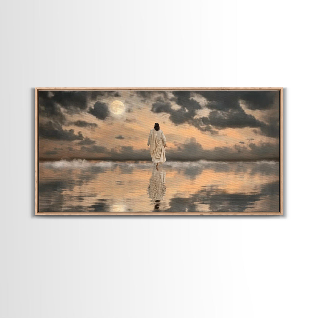 Moonlit Calling – Framed Canvas Print – Christian Wall Art – Jesus Painting – Christian Art Canvas – Moody Christian Art – Large Jesus Wall