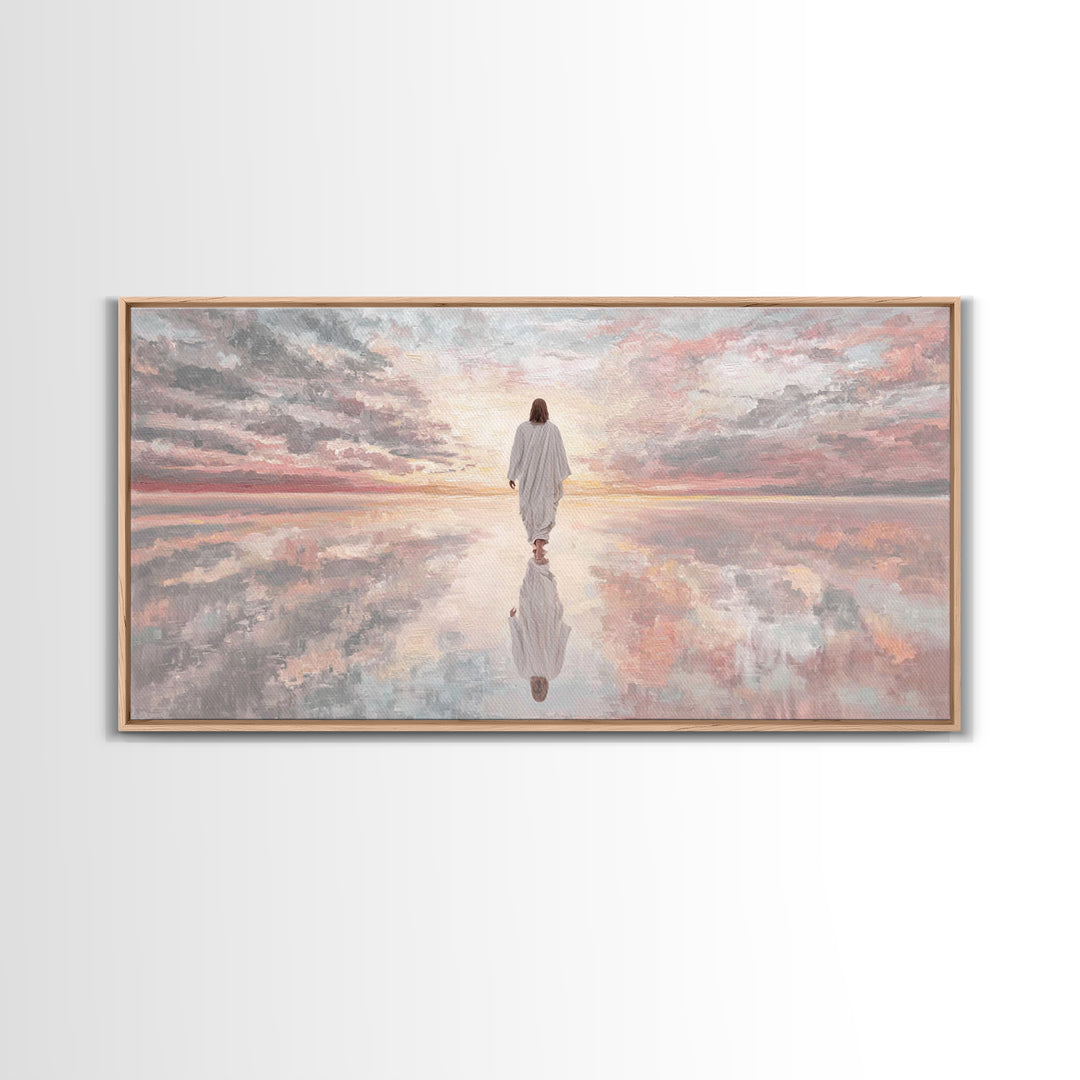 Walking In Glory | Framed Canvas Print | Jesus Painting | Christian Art Canvas | Christian Wall Art | Modern Jesus Art | Large Jesus Painti