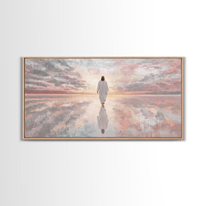 Walking In Glory | Framed Canvas Print | Jesus Painting | Christian Art Canvas | Christian Wall Art | Modern Jesus Art | Large Jesus Painti