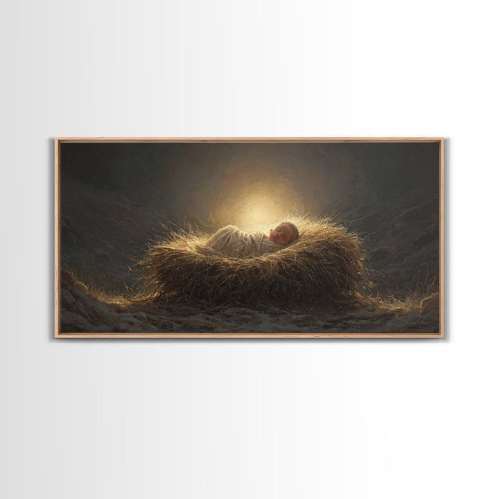 Manger Blessing – Framed Canvas Print – Christmas Art Prints – Christian Christmas Art – Christian Wall Art – Christmas Canvas Wall Art – C