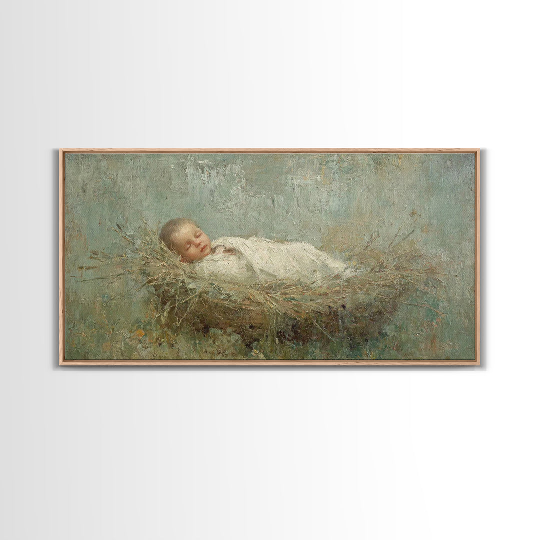 Silent Holy Rest – Framed Canvas Print – Christian Art Canvas – Christmas Wall Art – Jesus Painting – Christian Decorations – Modern Christ