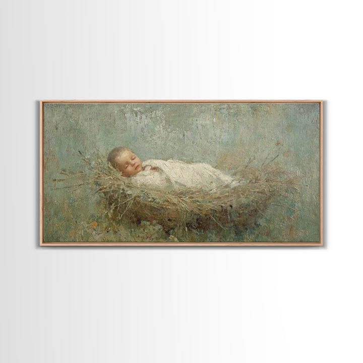 Silent Holy Rest – Framed Canvas Print – Christian Art Canvas – Christmas Wall Art – Jesus Painting – Christian Decorations – Modern Christ