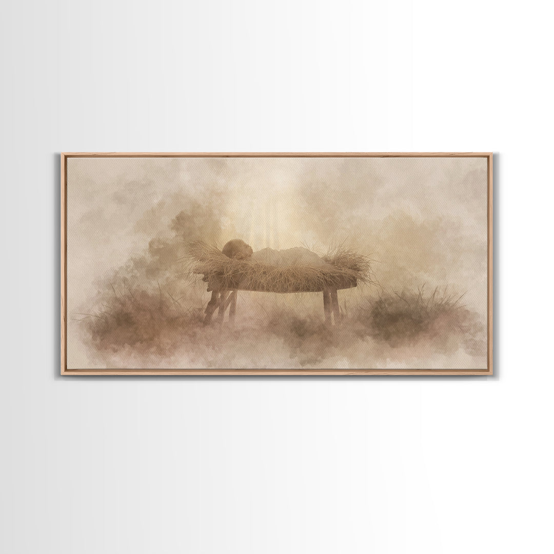 Divine Night Calm – Framed Canvas Print – Christmas Art – Christian Wall Art – Jesus Painting – Christian Art Canvas – Christian Christmas