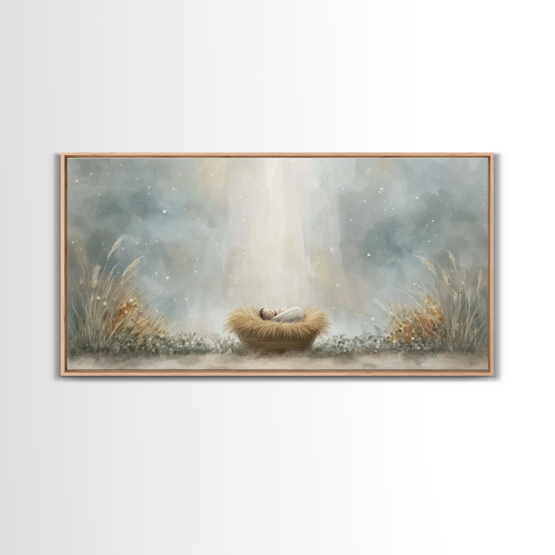 Blessed Winter Peace – Framed Canvas Print – Christian Art – Christmas Wall Art – Jesus Christmas Art – Christian Art Canvas – Christmas Ar