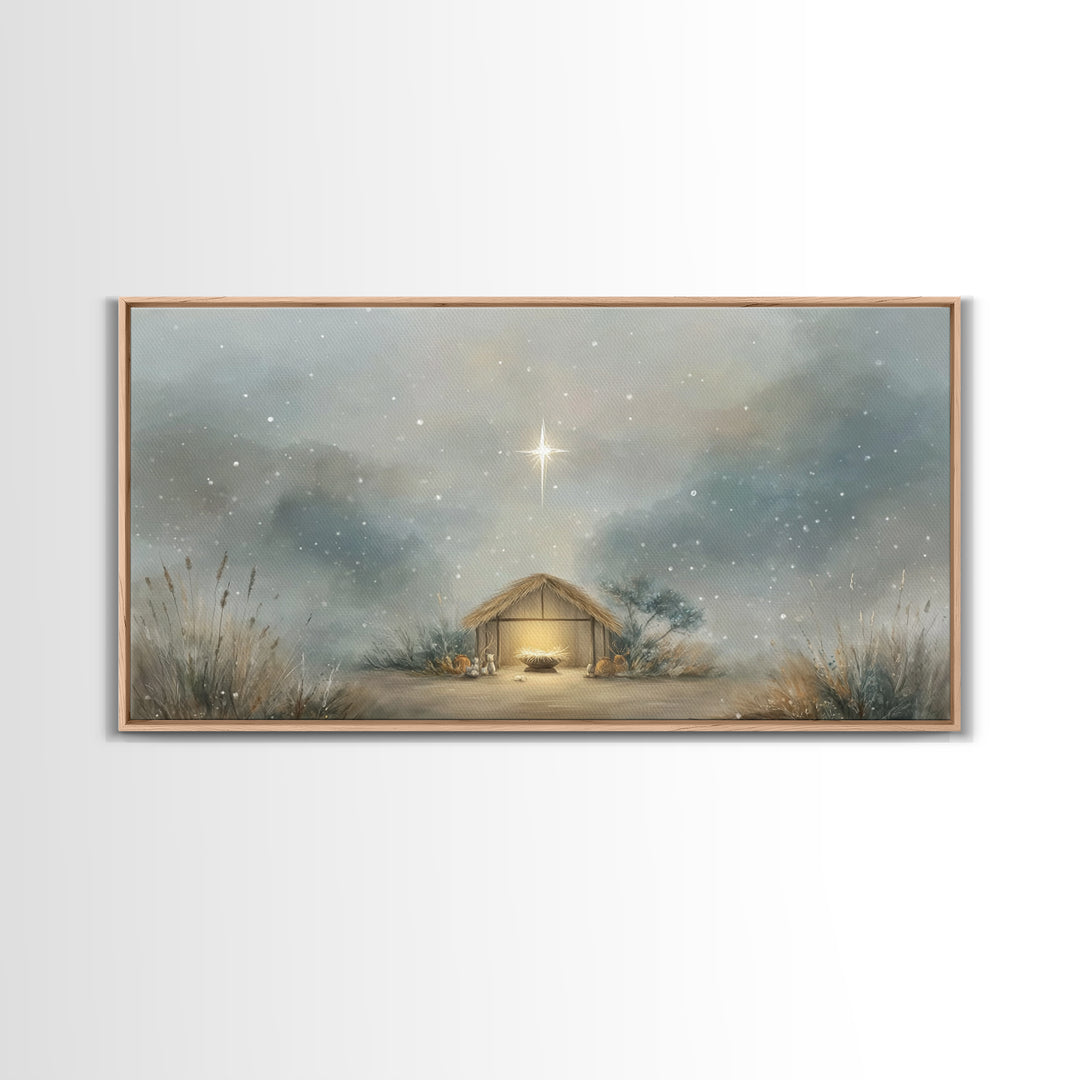 Bright Promise Star – Framed Canvas Print – Christmas Canvas Wall Art – Christian Wall Art – Christian Christmas Art – Jesus Painting – Chr