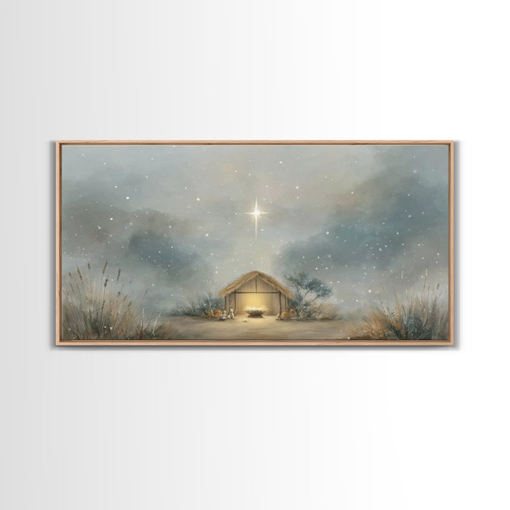 Bright Promise Star – Framed Canvas Print – Christmas Canvas Wall Art – Christian Wall Art – Christian Christmas Art – Jesus Painting – Chr