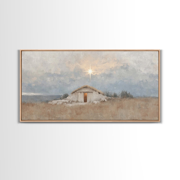The Guiding Star - Framed Canvas Print - Christian Wall Art - Christian Christmas Art - Jesus Painting - Christmas Decor