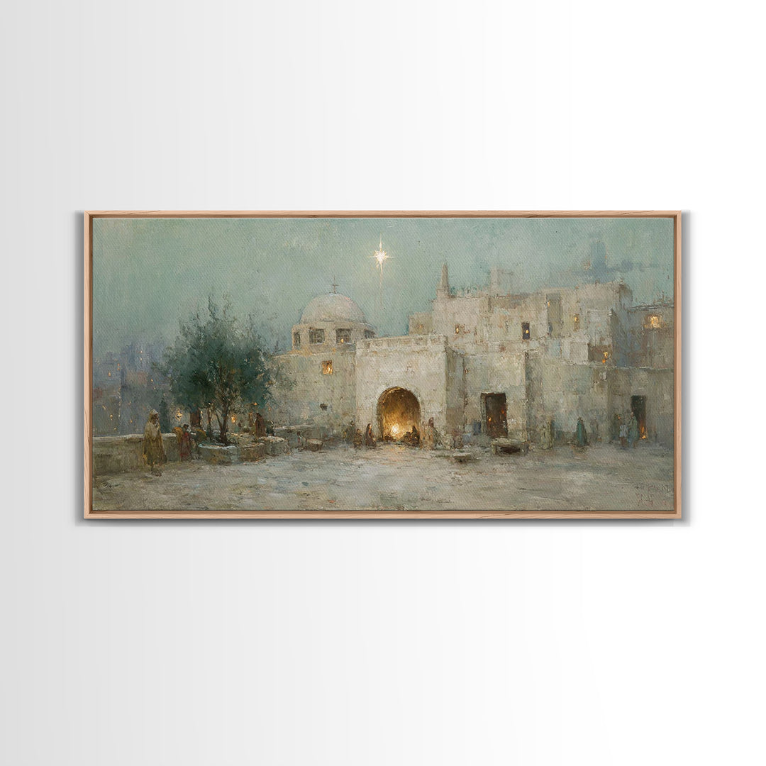 Bethlehem Light | Framed Canvas Print | Christian Wall Art | Christian Art Canvas | Christmas Art | Christian Christmas Decor