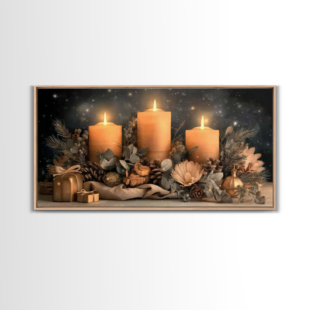 Golden Night Blessing – Framed Canvas Print – Christian Christmas Art – Christian Art Canvas – Christmas Wall Art – Framed Christmas Art –