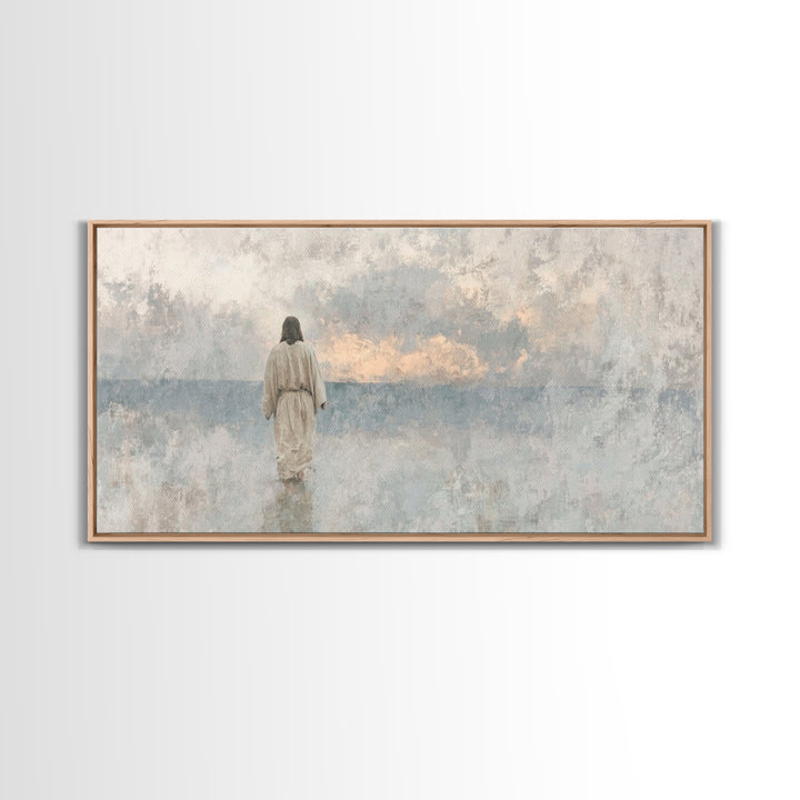 Dawn Of Mercy, Framed Canvas Print, Jesus Painting, Christian Wall Art, Christian Art Canvas, Subtle Christian Art, Christmas Art Prints