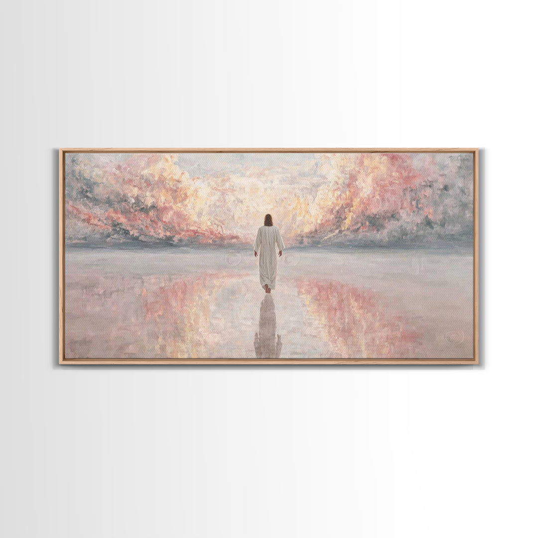 Path Of Peace, Framed Canvas Print, Christian Art Canvas, Jesus Painting, Christian Wall Art, Minimalist Christian Art, Christian Christmas