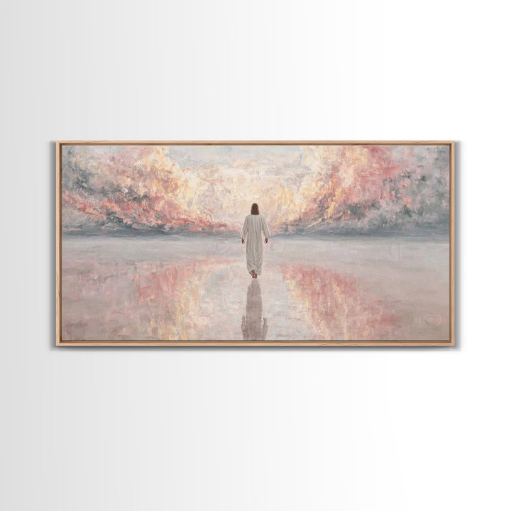 Path Of Peace, Framed Canvas Print, Christian Art Canvas, Jesus Painting, Christian Wall Art, Minimalist Christian Art, Christian Christmas