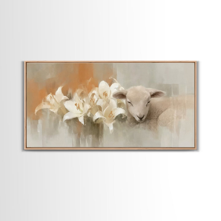 Lamb Of Peace – Framed Canvas Print – Christian Wall Art – Christian Art Canvas – Christian Art Print – Minimalist Christian Art – Christia
