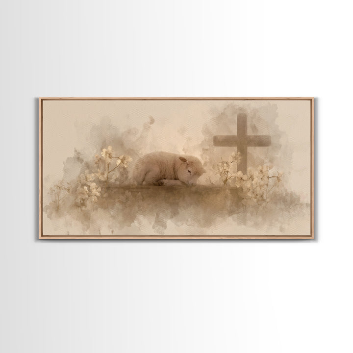 Graceful Rest – Framed Canvas Print – Christian Art Canvas – Christian Wall Art – Minimalist Christian Art – Christian Painting – Christmas