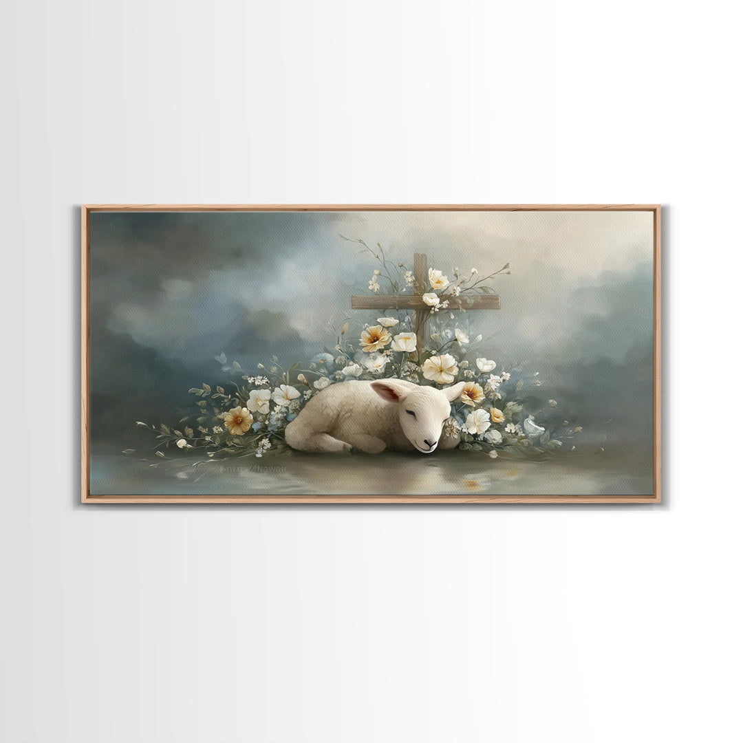 Lamb Of Peace – Framed Canvas Print – Christian Wall Art – Christian Painting – Christian Art Canvas – Christian Christmas Art – Christian