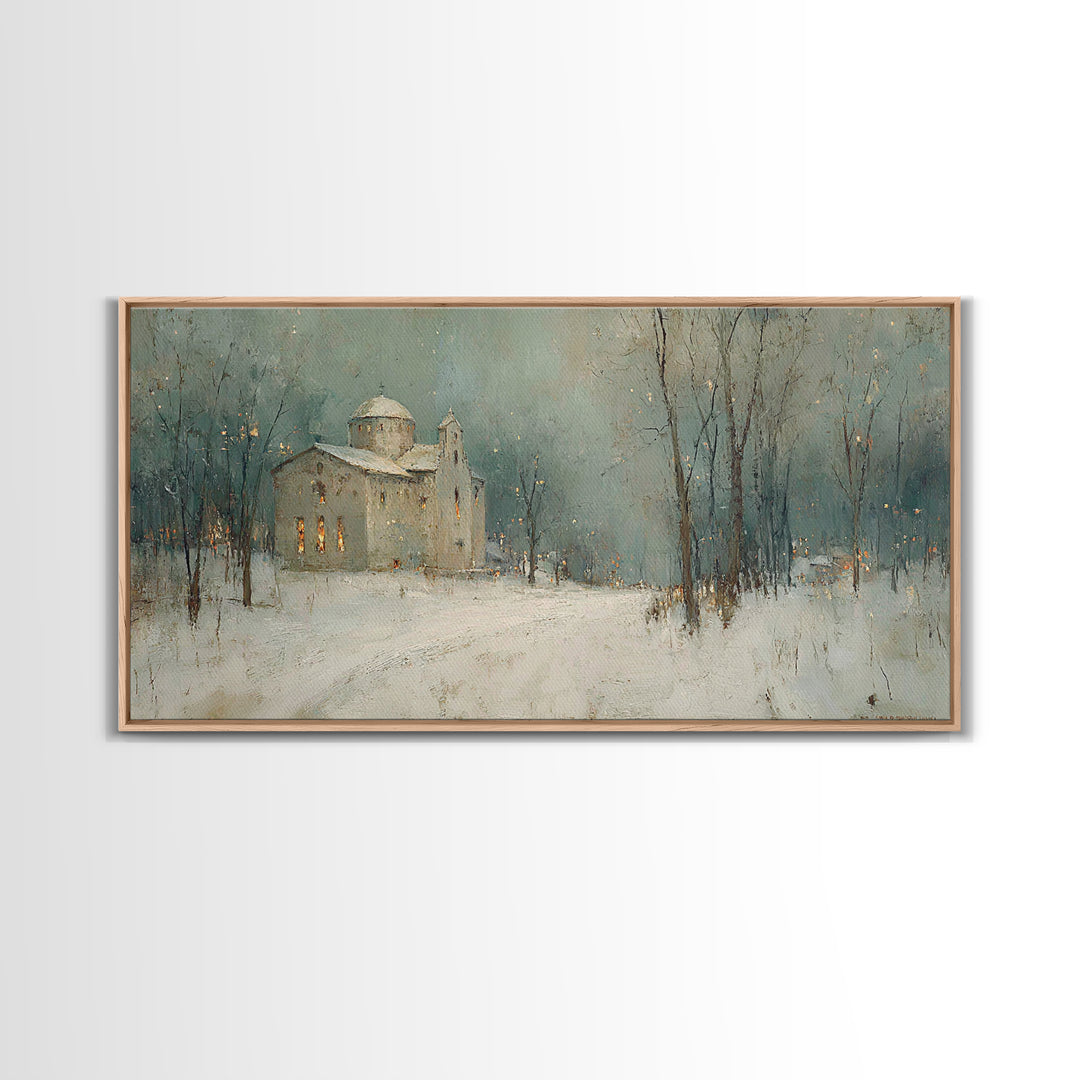 Silent Parish – Framed Canvas Print – Christian Art Print – Christmas Art – Christian Wall Art – Subtle Christian Art – Christian Decoratio