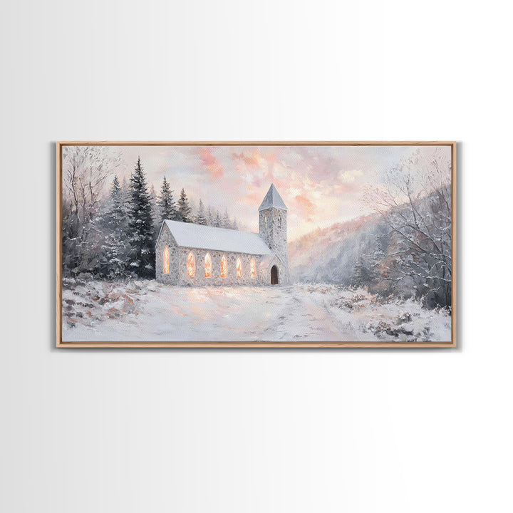 Chapel Dawn – Framed Canvas Print – Christmas Wall Art – Christian Art Canvas – Christian Art – Framed Christmas Art – Christian Christmas