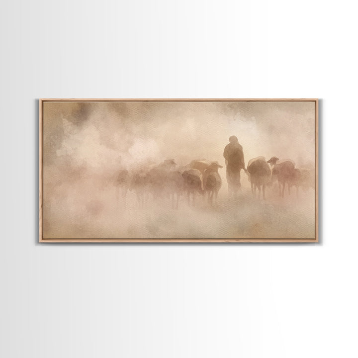 Guiding Light – Framed Canvas Print – Christian Art Canvas – Minimalist Christian Art – Christian Wall Art – Jesus Art Print – Subtle Chris