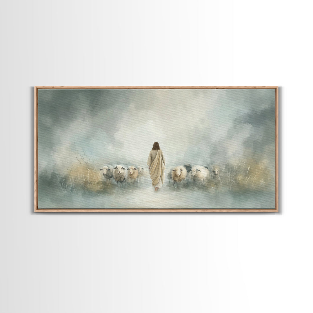Heavenly Flock – Framed Canvas Print – Christian Wall Art – Jesus Art Print – Christian Art Canvas – Christian Painting – Subtle Christian