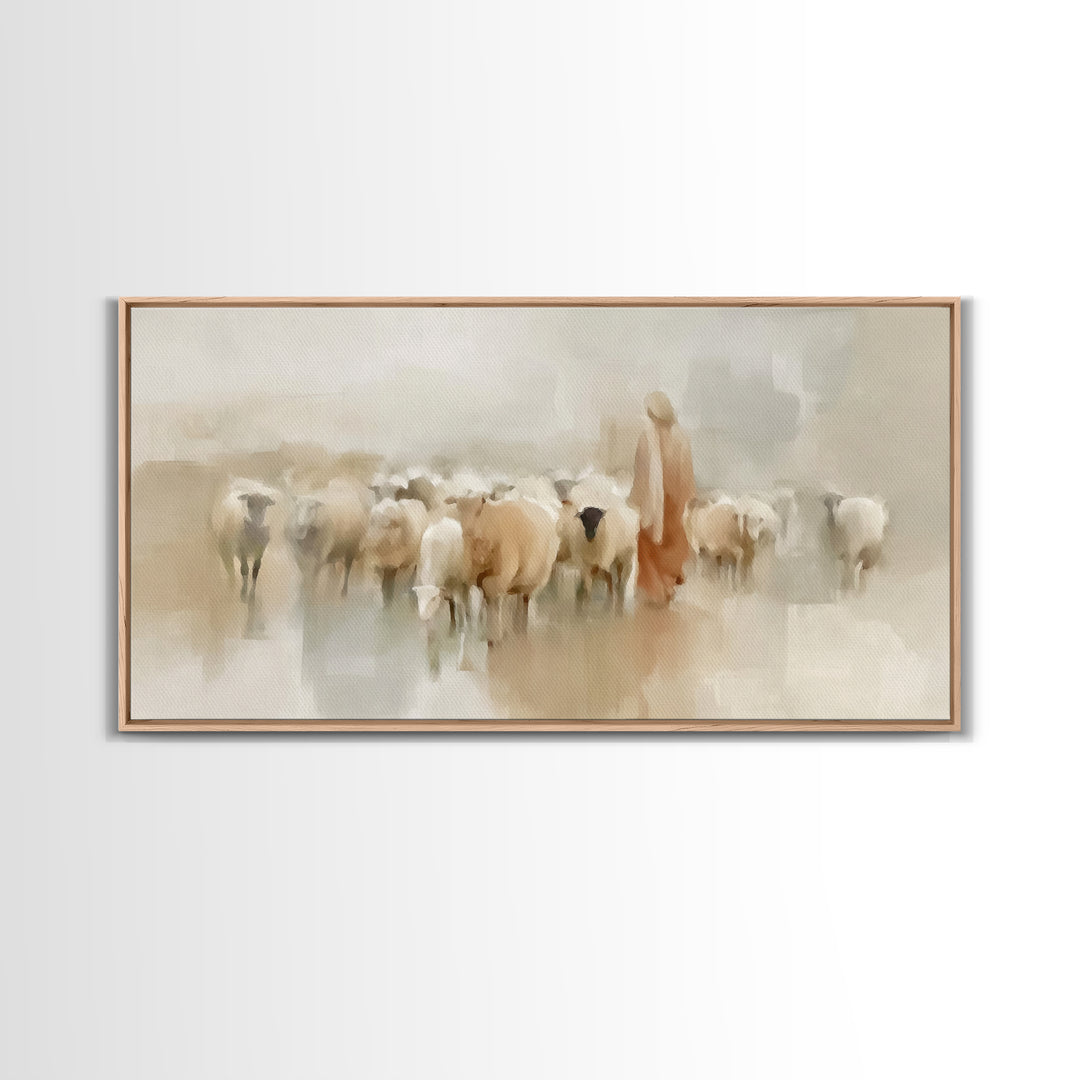 Tender Shepherd – Framed Canvas Print – Jesus Canvas Art – Christian Wall Art – Christian Art Canvas – Christian Art – Large Christian Pain