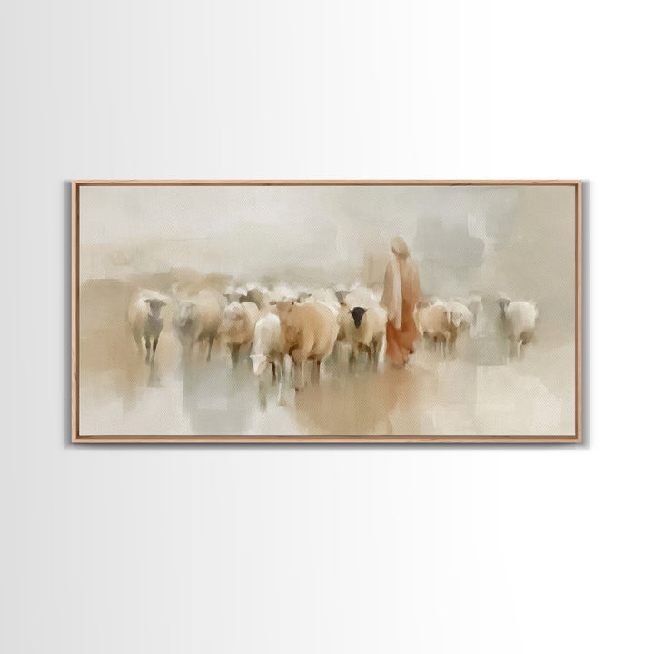 Tender Shepherd – Framed Canvas Print – Jesus Canvas Art – Christian Wall Art – Christian Art Canvas – Christian Art – Large Christian Pain