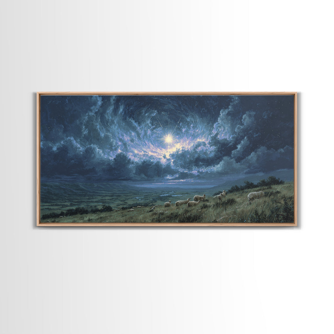 Star Of Bethlehem – Framed Canvas Print – Christian Christmas Art – Christian Wall Art – Jesus Painting – Christmas Canvas Wall Art