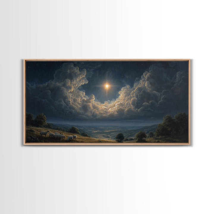 Dawn Of Hope – Framed Canvas Print – Christian Wall Art – Christian Art Print – Christmas Art Work – Jesus Christmas Art