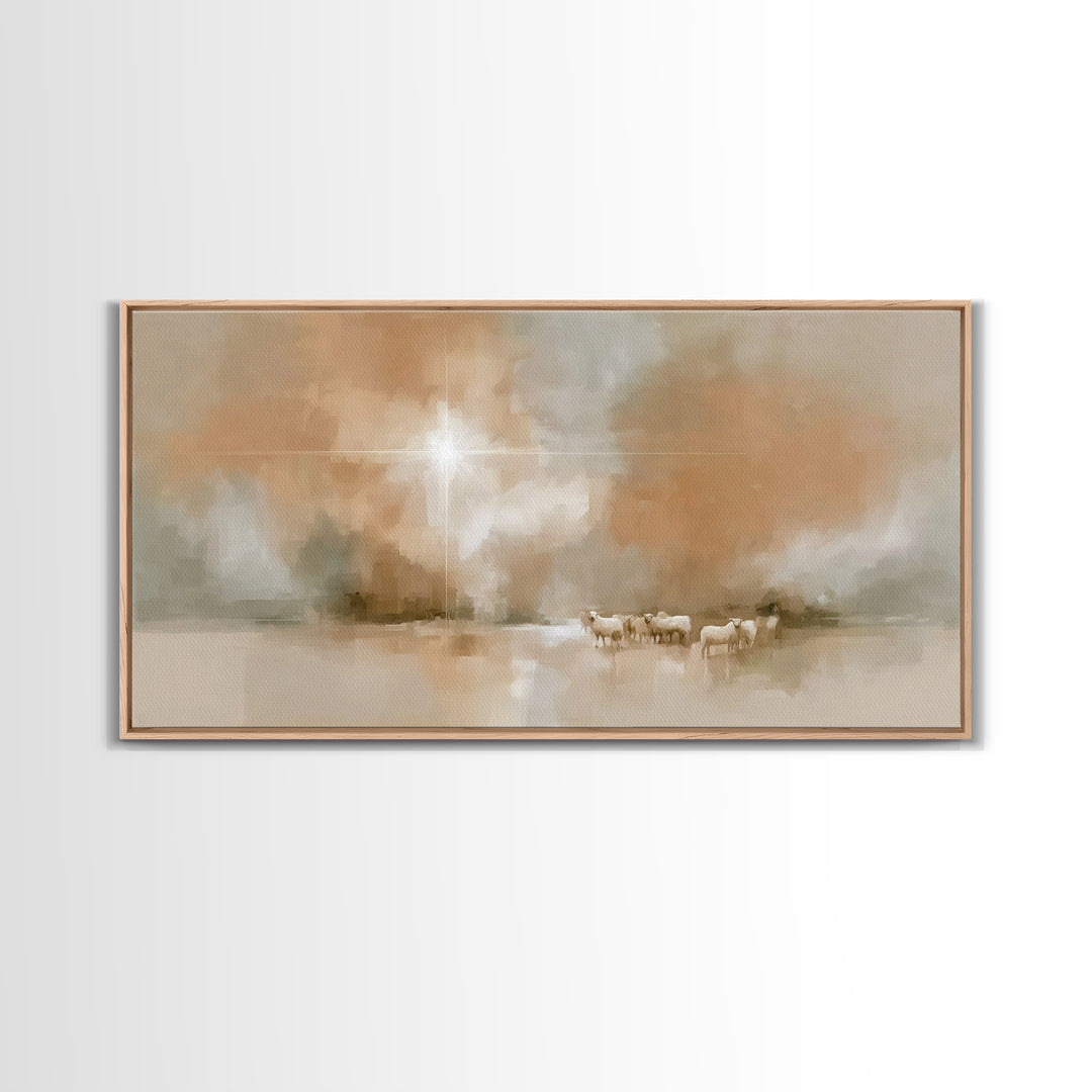 Bethlehem Light – Framed Canvas Print – Christian Art Canvas – Modern Christian Art – Christmas Wall Art – Jesus Painting