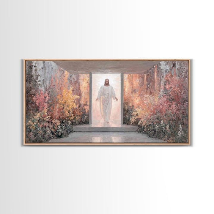 Risen In Light – Framed Canvas Print – Christian Wall Art – Jesus Painting – Christian Art Canvas – Modern Christian Art – Christian Art