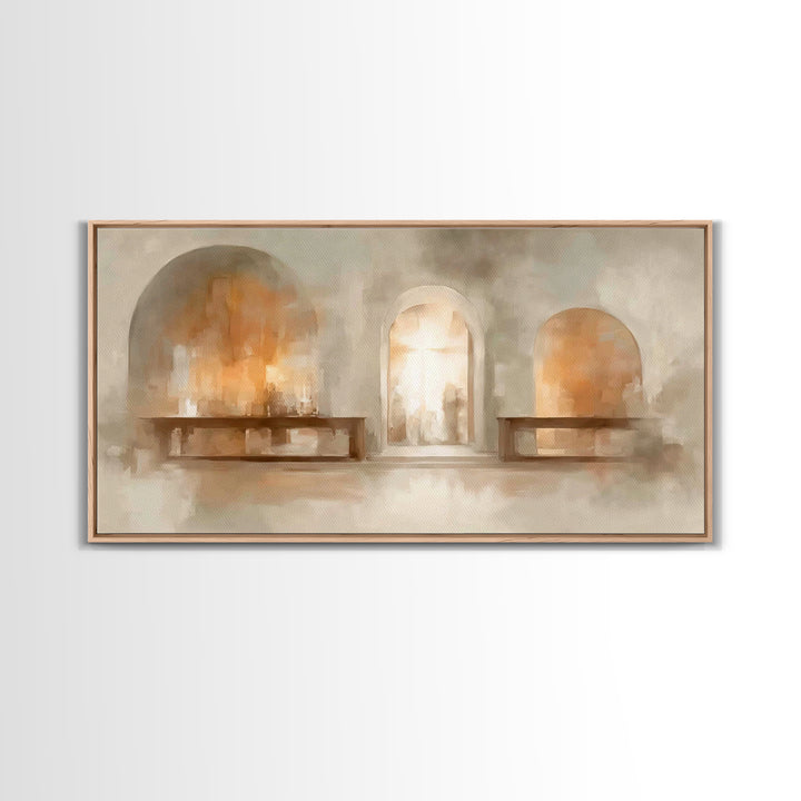 Sanctuary Glow – Framed Canvas Print – Christian Art – Christian Art Painting – Minimalist Christian Art – Christian Wall Art – Christian G