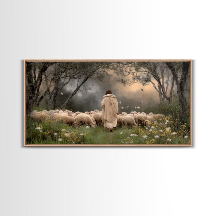 Shepherd’s Path – Framed Canvas Print – Jesus Painting – Christian Art – Christian Wall Art – Christian Art Canvas – Large Jesus Painting