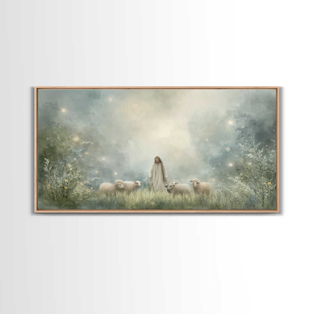 Gentle Shepherd – Framed Canvas Print – Christian Art Canvas – Jesus Wall Art – Modern Christian Art – Christian Painting – Christian Decor