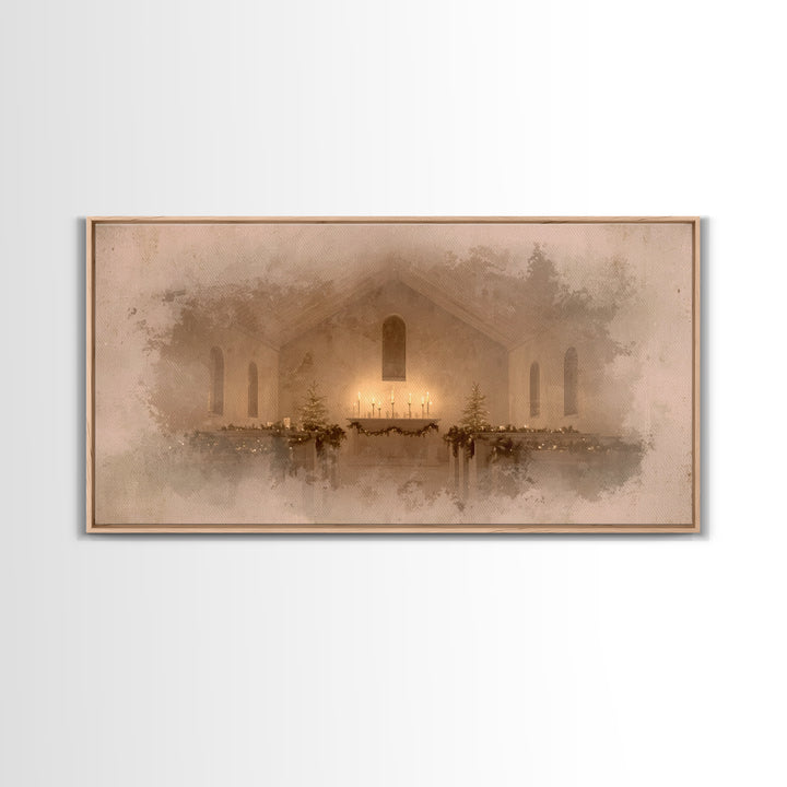 Sacred Hearth | Framed Canvas Print | Christian Art Canvas | Christmas Art Work | Christian Christmas Decor | Christian Art Gift | Moody Ch