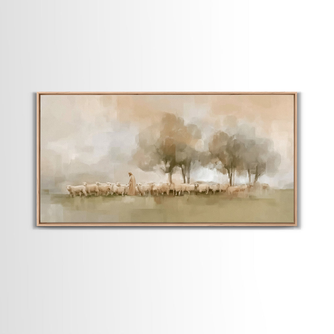 Pastoral Grace – Framed Canvas Print – Christian Art – Subtle Christian Paintings – Christian Wall Art – Christian Art Canvas – Christian A