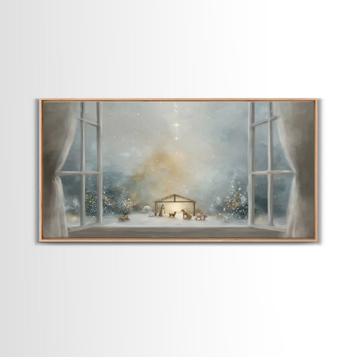Holy Window Light | Framed Canvas Print | Christmas Art | Christian Art Canvas | Christian Wall Art | Christian Decor | Jesus Painting