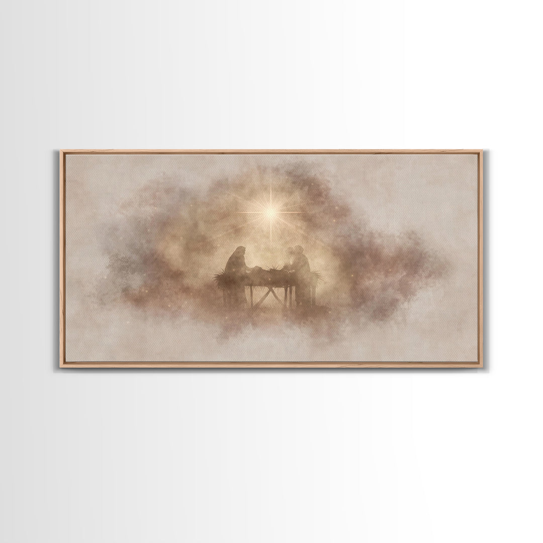 Holy Stillness | Framed Canvas Print | Christian Wall Art | Jesus Painting | Christian Art Canvas | Christian Decor | Christmas Art