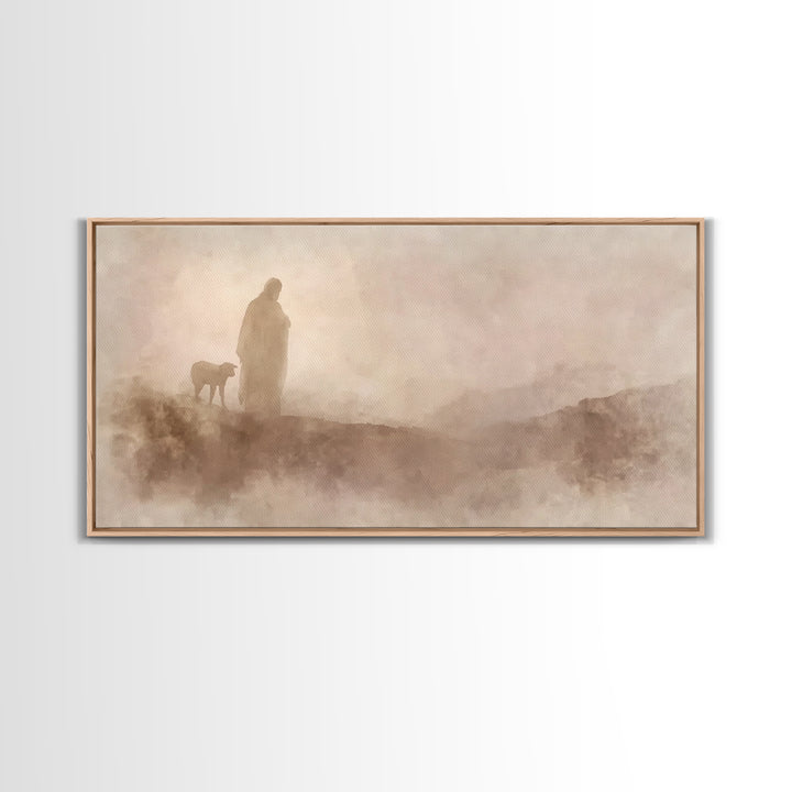 Silent Footsteps | Framed Canvas Print | Christian Wall Art | Christian Art Print | Jesus Painting | Christmas Art | Christian Decor | Fait