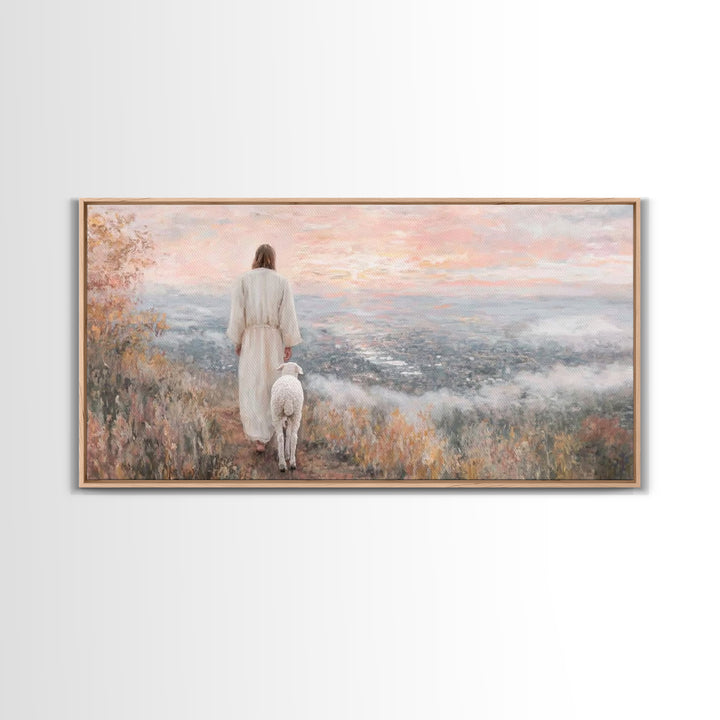 Hillside Blessing – Framed Canvas Print – Jesus Painting – Christian Art Canvas – Christian Wall Art – Christmas Art – Christian Gift – Fai