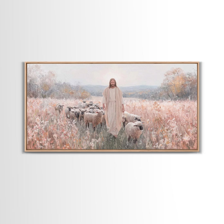 Pasture Of Grace – Framed Canvas Print – Jesus Painting – Christian Art Canvas – Christian Wall Art – Christian Art – Christian Gift