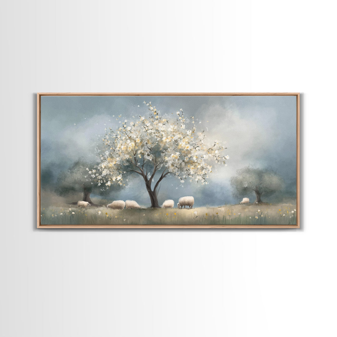 Graceful Spring Field | Framed Canvas Print | Christian Wall Art | Christian Art Canvas | Christian Painting | Christmas Art | Christian Gi