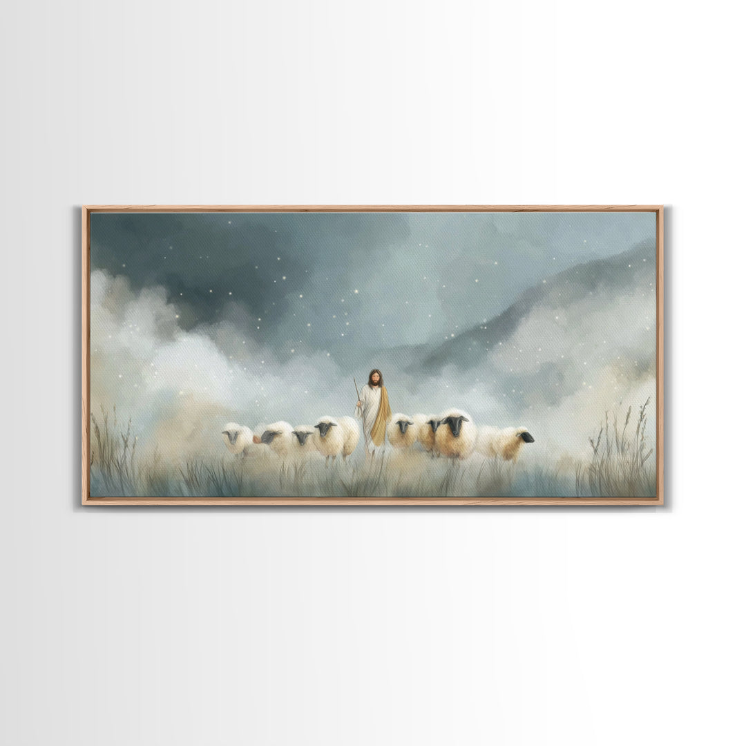 Starry Guidance – Framed Canvas Print, Christian Christmas Art, Christian Art Canvas, Christian Wall Art, Jesus Painting, Christmas Wall Ar