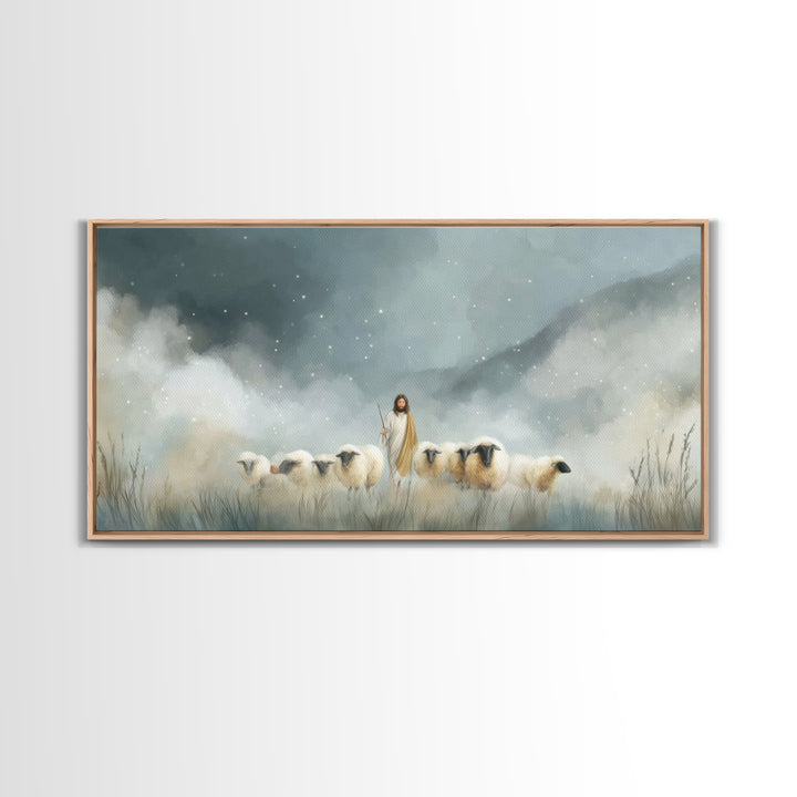Starry Guidance – Framed Canvas Print, Christian Christmas Art, Christian Art Canvas, Christian Wall Art, Jesus Painting, Christmas Wall Ar