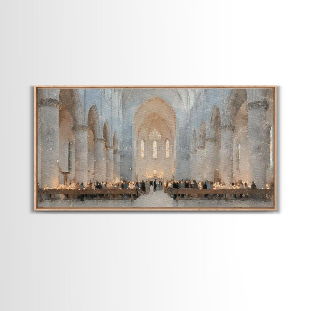 Midnight Mass Grace – Framed Canvas Print – Christian Wall Art – Christmas Art – Christian Art Canvas – Christian Christmas Art – Christian