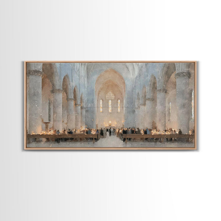 Midnight Mass Grace – Framed Canvas Print – Christian Wall Art – Christmas Art – Christian Art Canvas – Christian Christmas Art – Christian