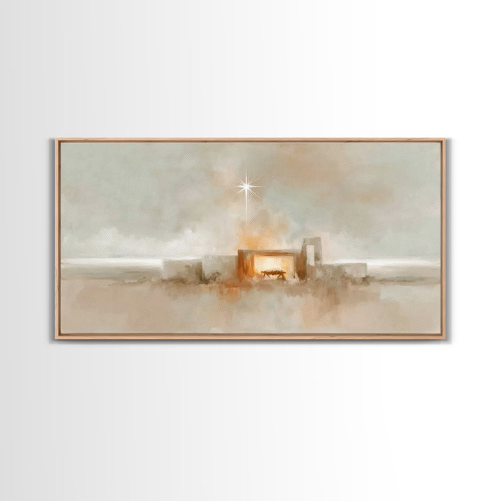 Holy Manger Light – Framed Canvas Print – Christian Christmas Art – Christian Art Canvas – Christian Wall Art – Christmas Art – Christian A